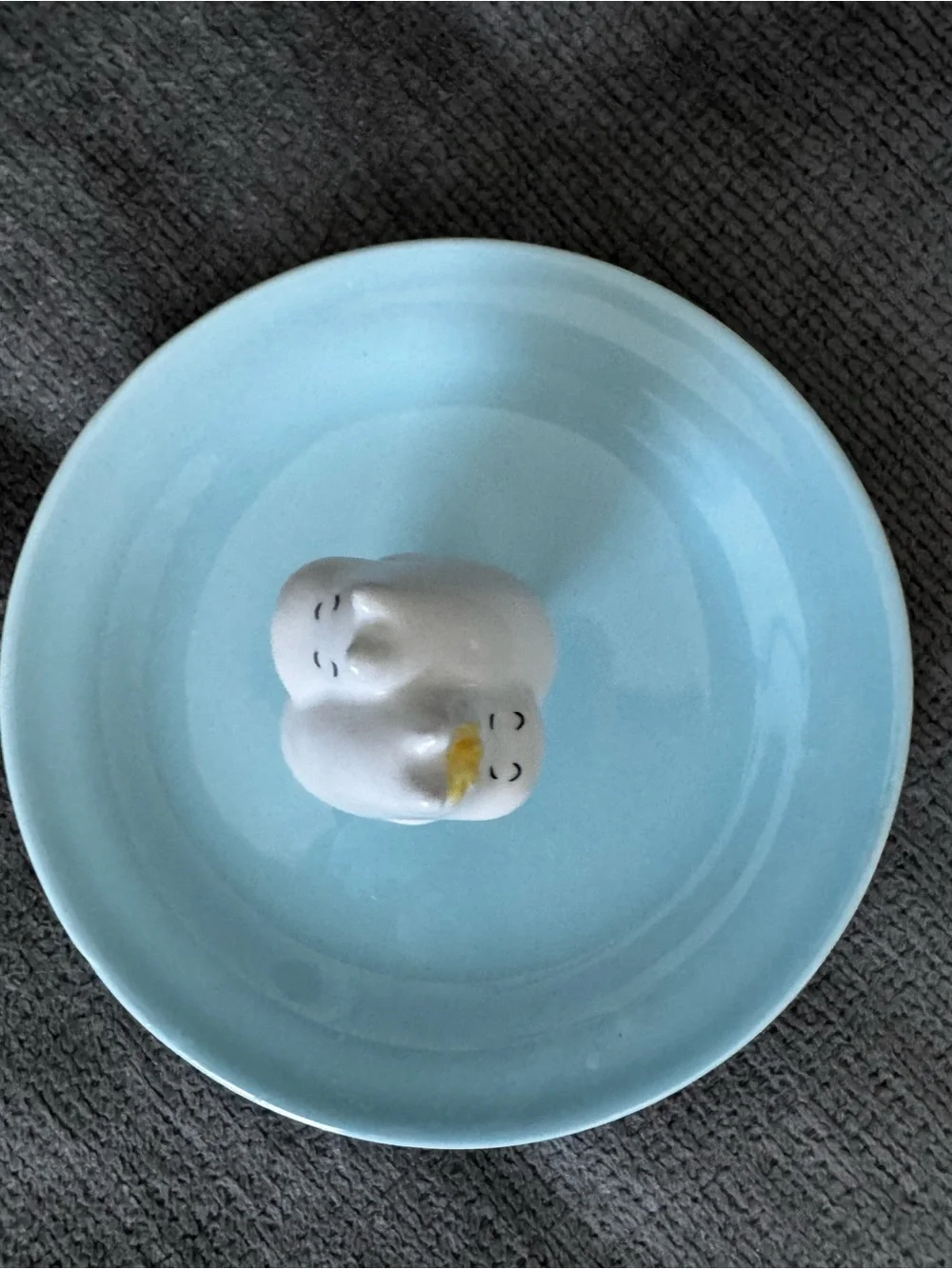 Blue Rim Ceramic Dish with White Character Moomin Hugs Hyppo Characters